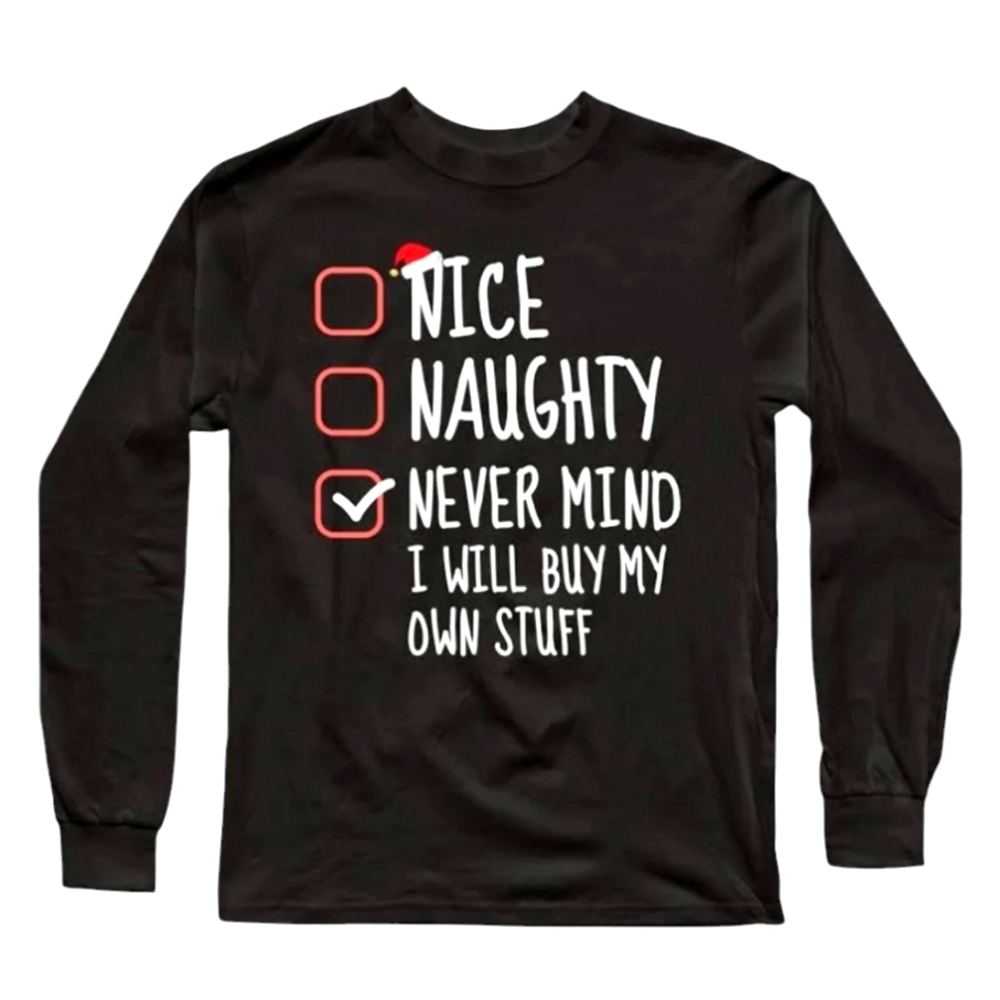 NEW Christmas Funny Naughty & Nice Tshirt